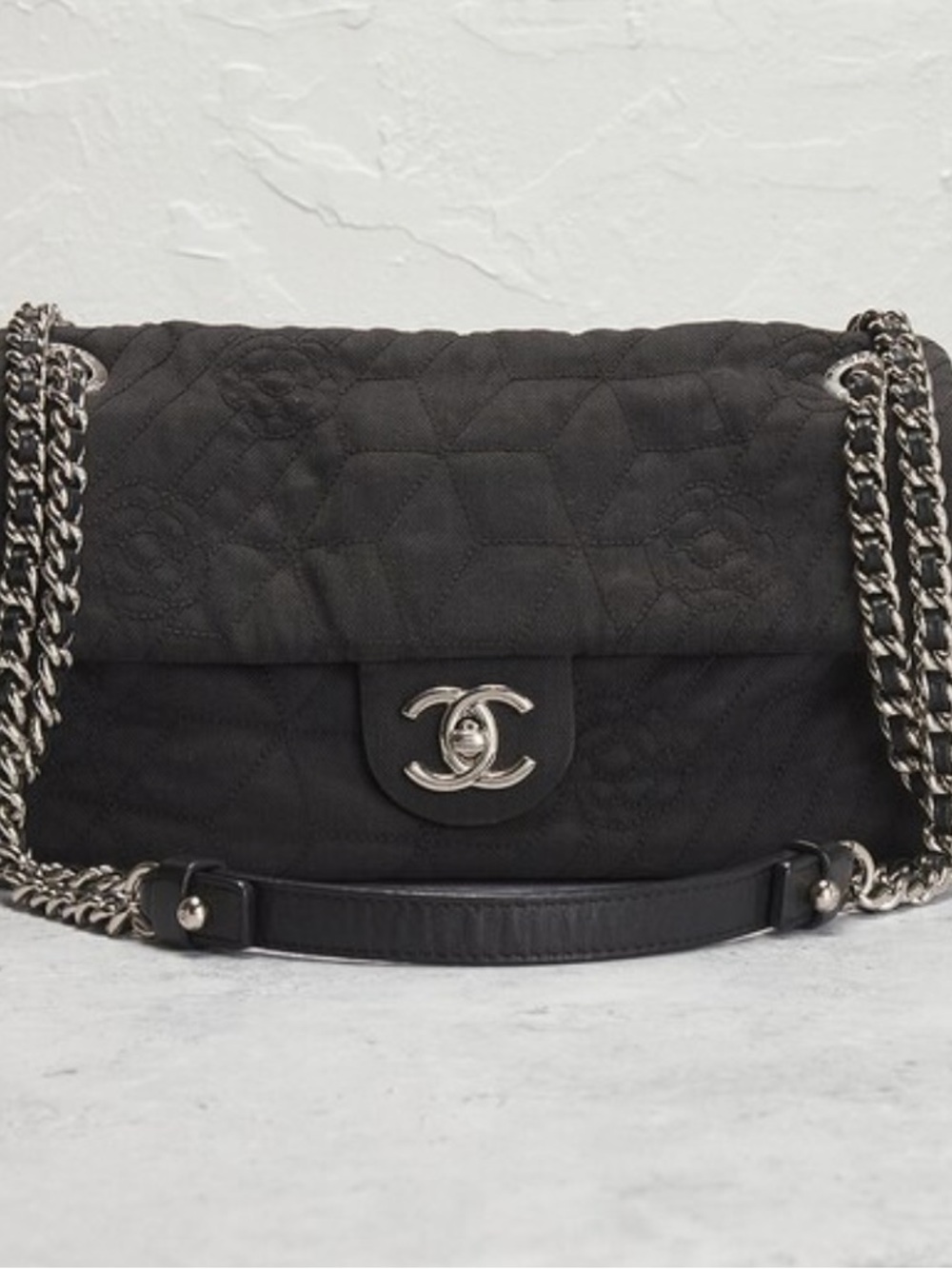 Chanel Camellia Flap Bag Denim Black 2011